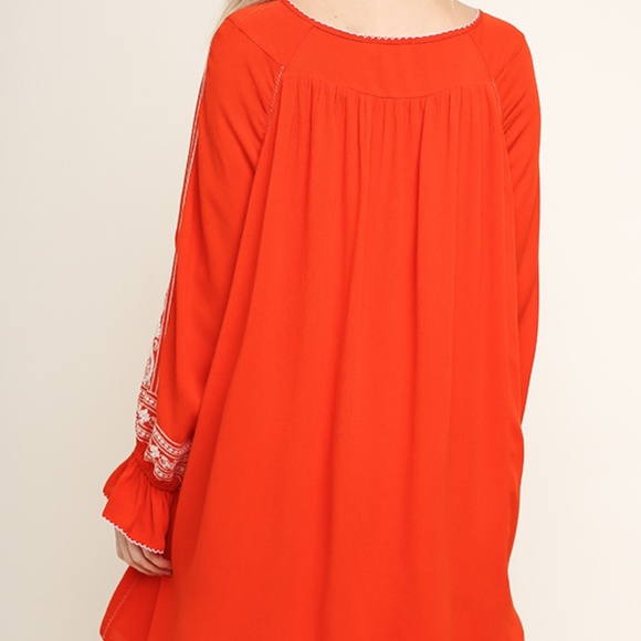 NWT, Umgee Embroidered Keyhole Dress with Tassel - Picture 4 of 8